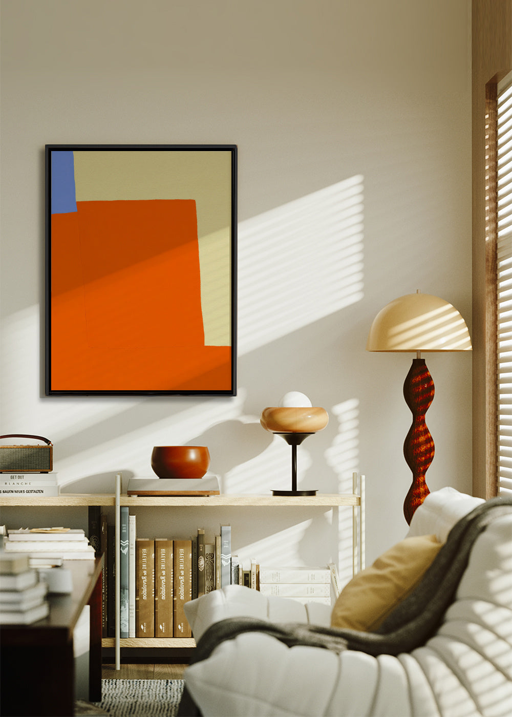 Orange Field - Framed canvas in an interior
