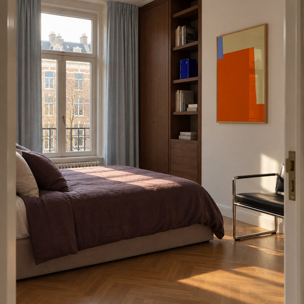 Orange Field - Framed poster in an interior