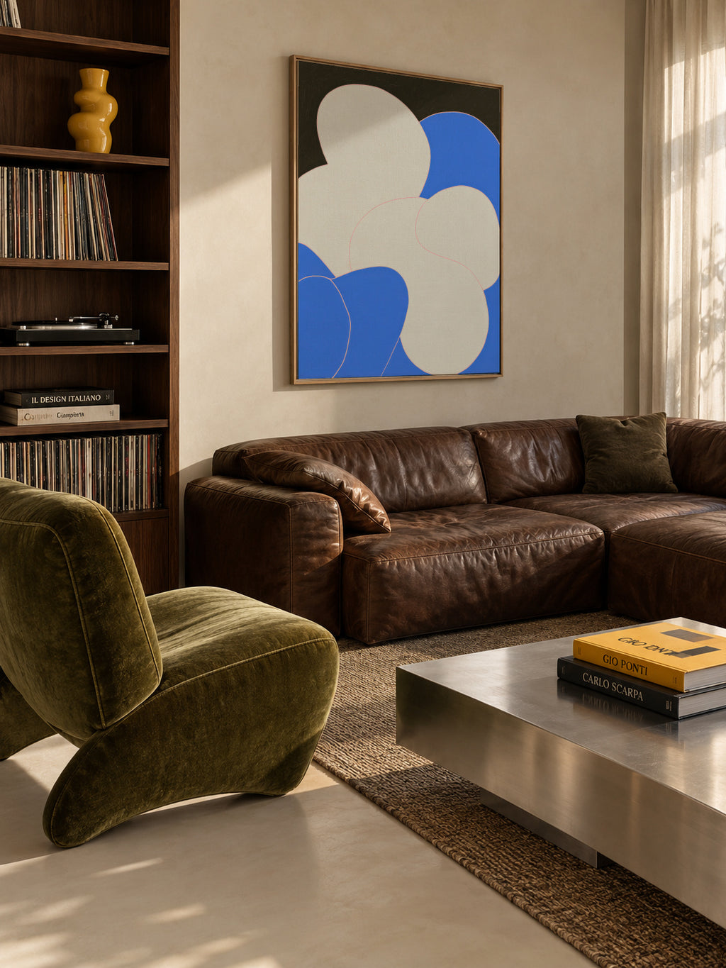 Blue Pebbles - Framed canvas in an interior