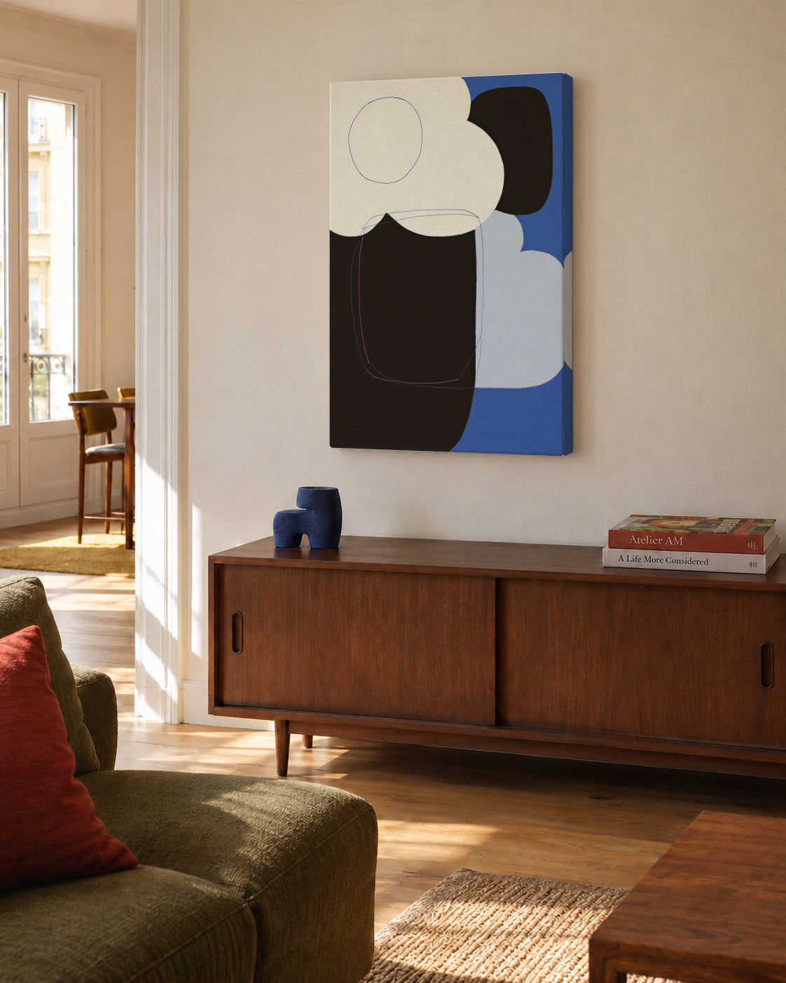 Midnight Forms - Unframed canvas in an interior