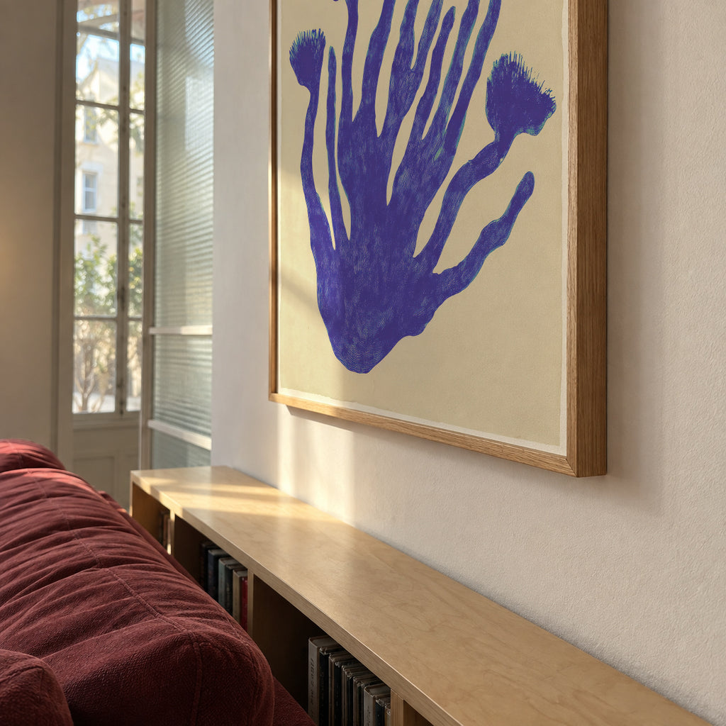 Indigo Coral - Framed poster in an interior