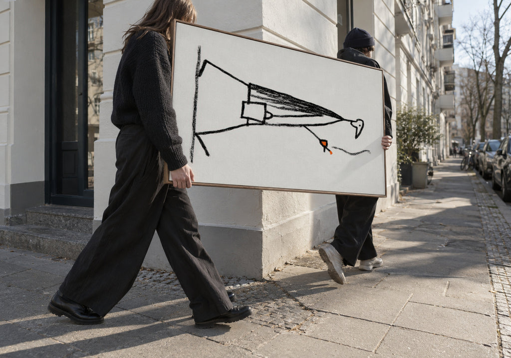 Smoking Figure - Framed canvas in an interior