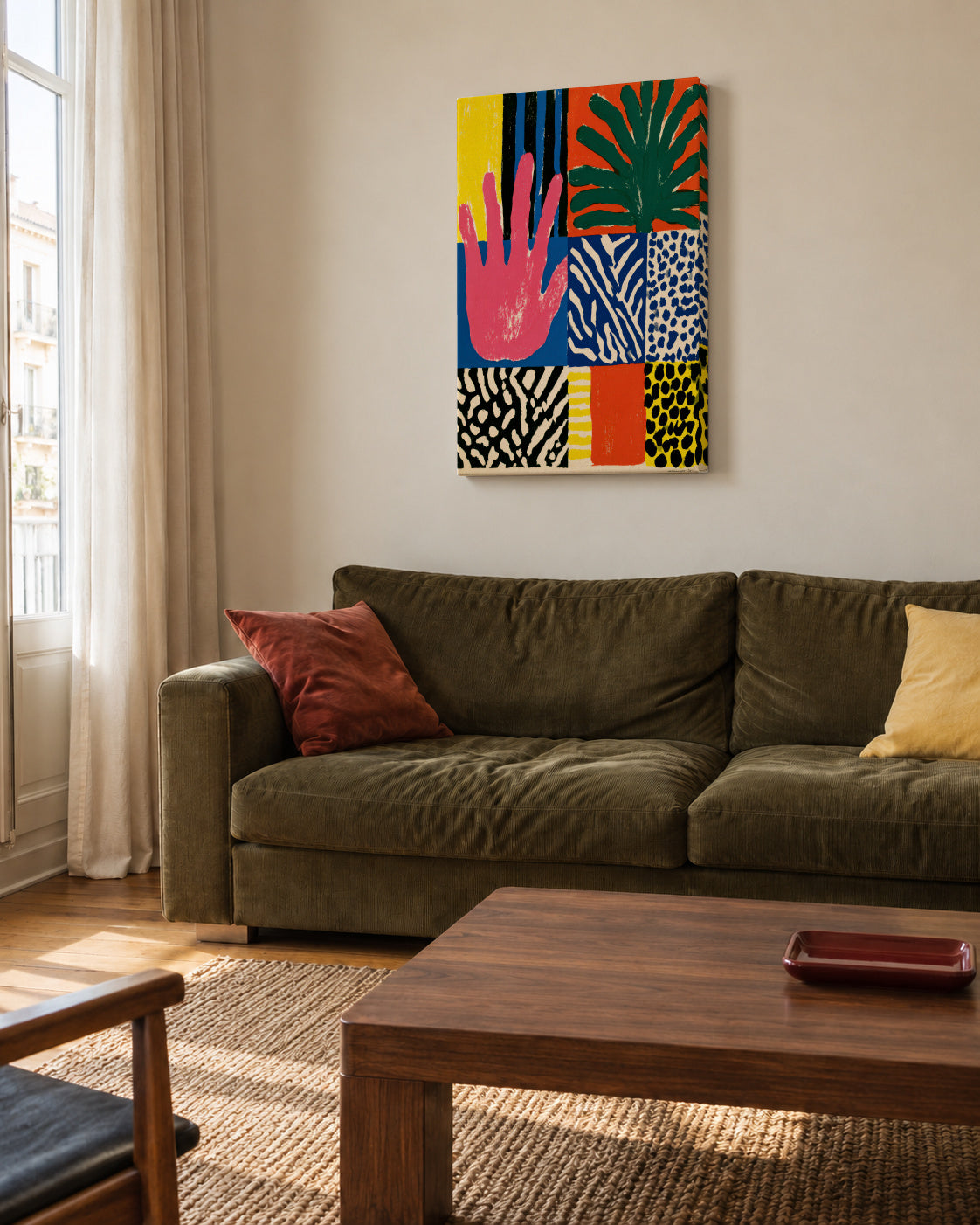 Jungle Hands - Unframed canvas in an interior