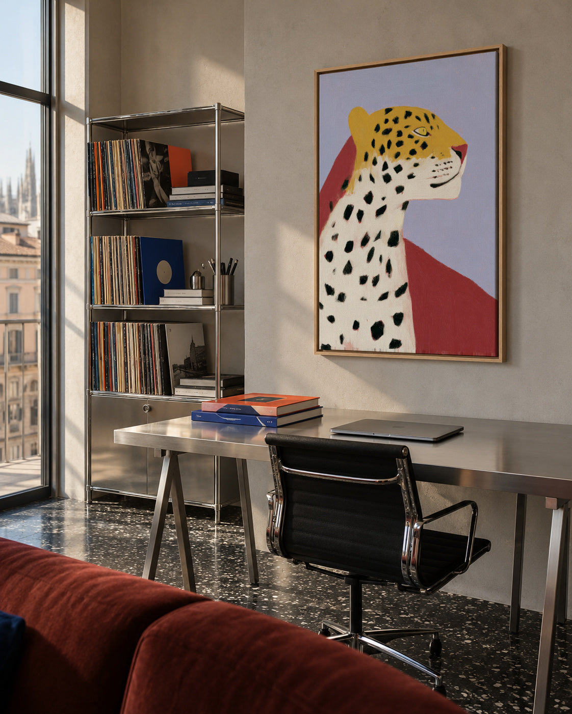 Lavender Leopard - Framed canvas in an interior