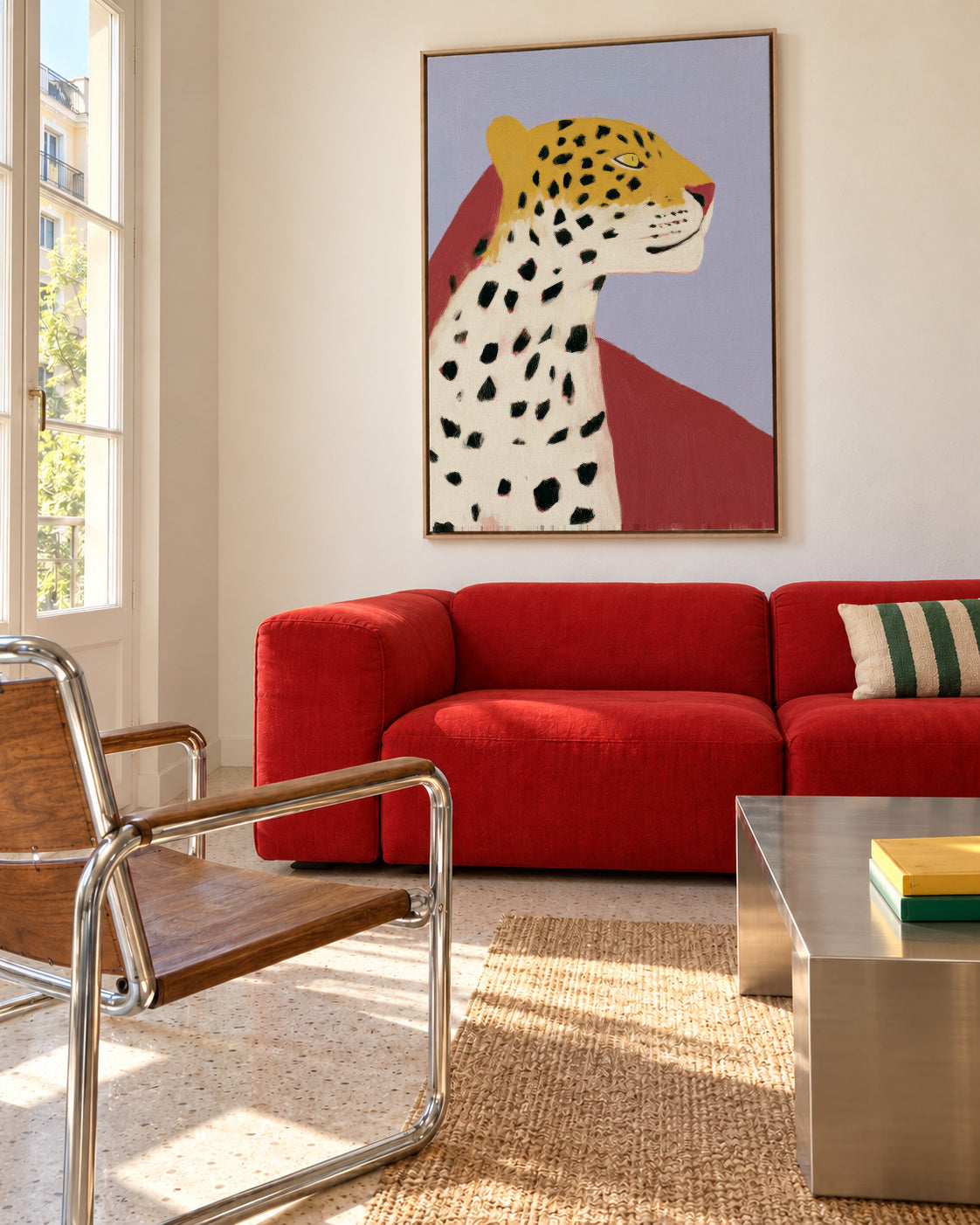 Lavender Leopard - Framed canvas in an interior
