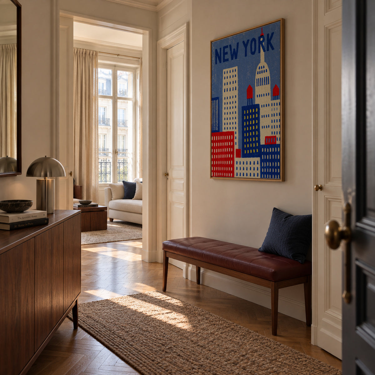 Manhattan Blue - Framed canvas in an interior