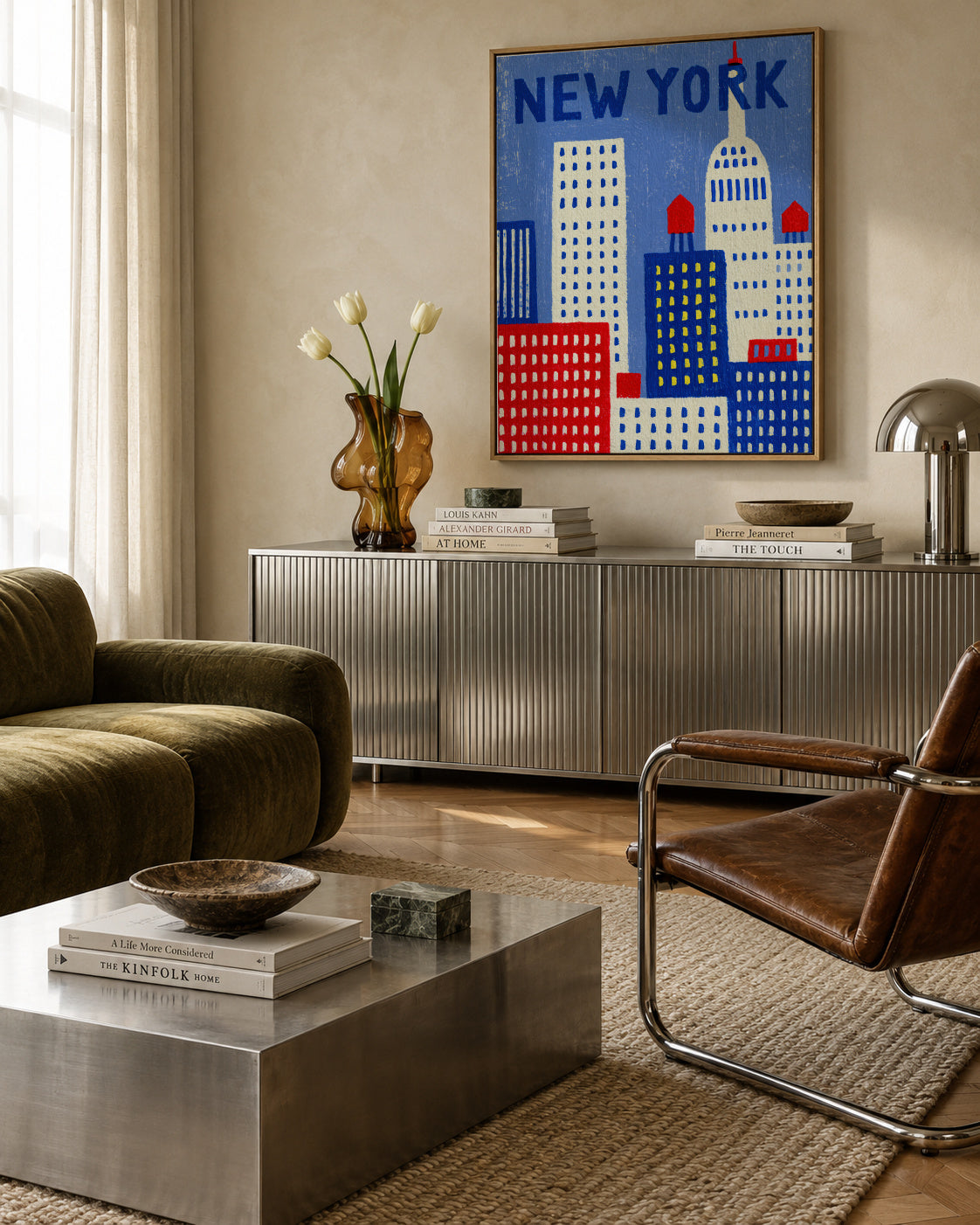 Manhattan Blue - Framed canvas in an interior