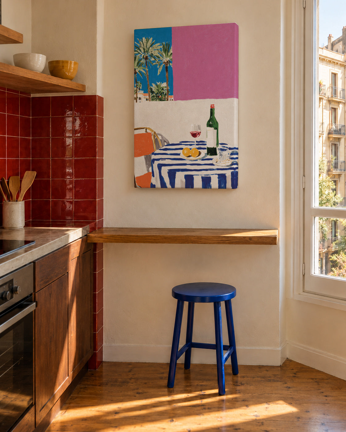 Pink Lunch - Unframed canvas in an interior