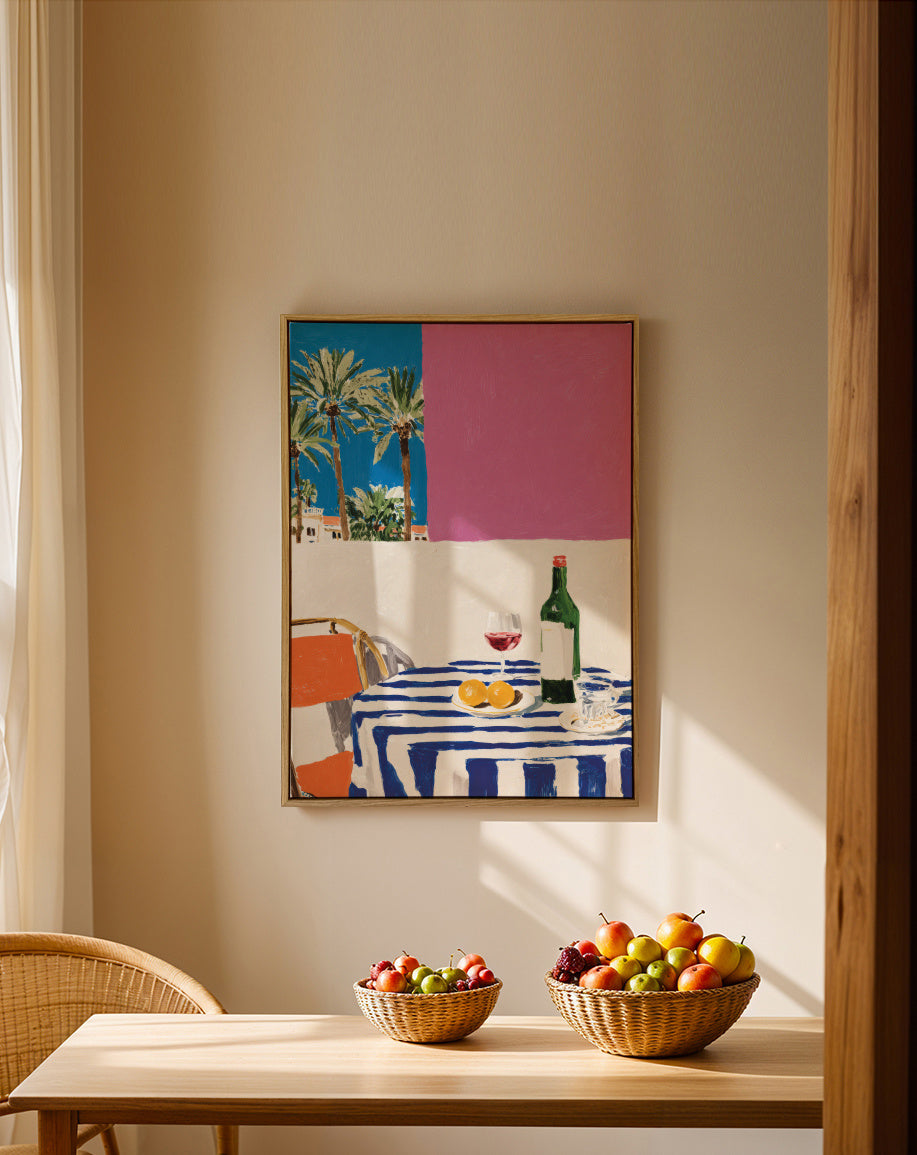 Pink Lunch - Framed canvas in an interior