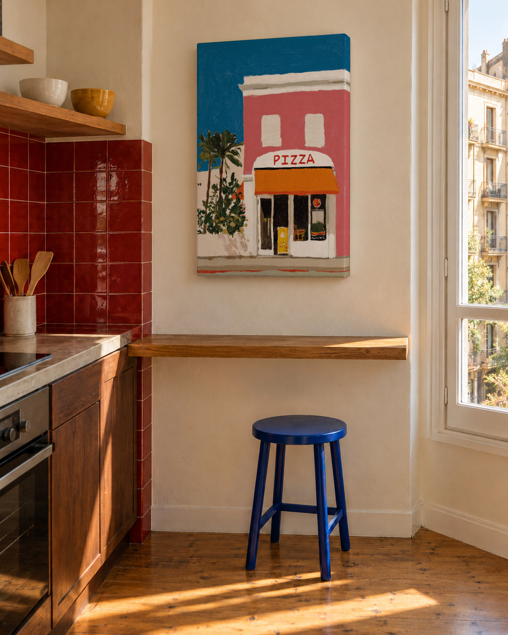 Pizza Club - Unframed canvas in an interior