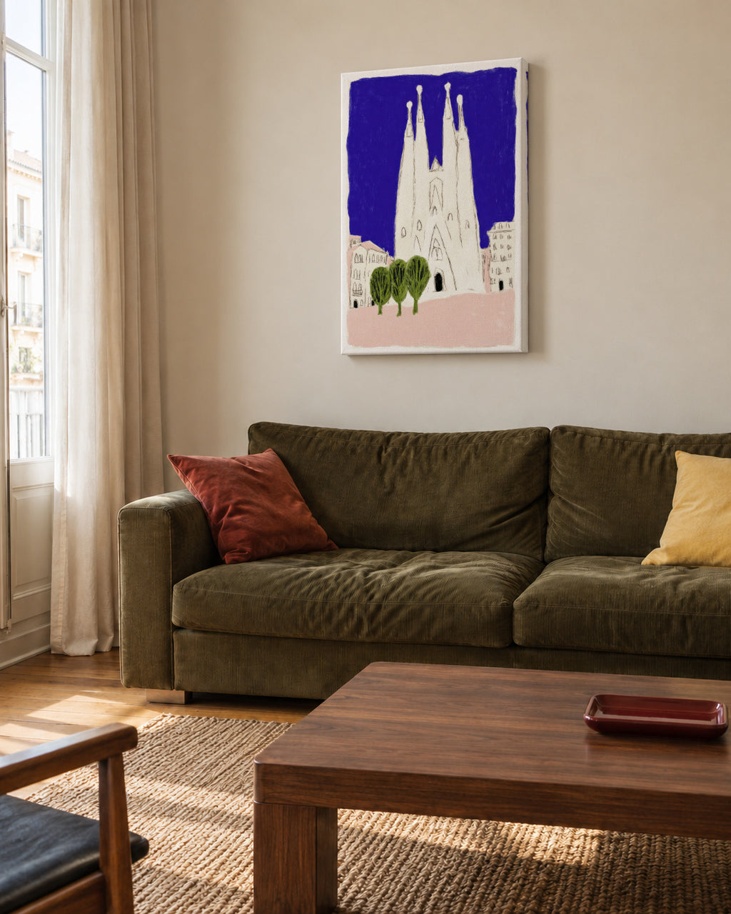 Sagrada Night - Unframed canvas in an interior