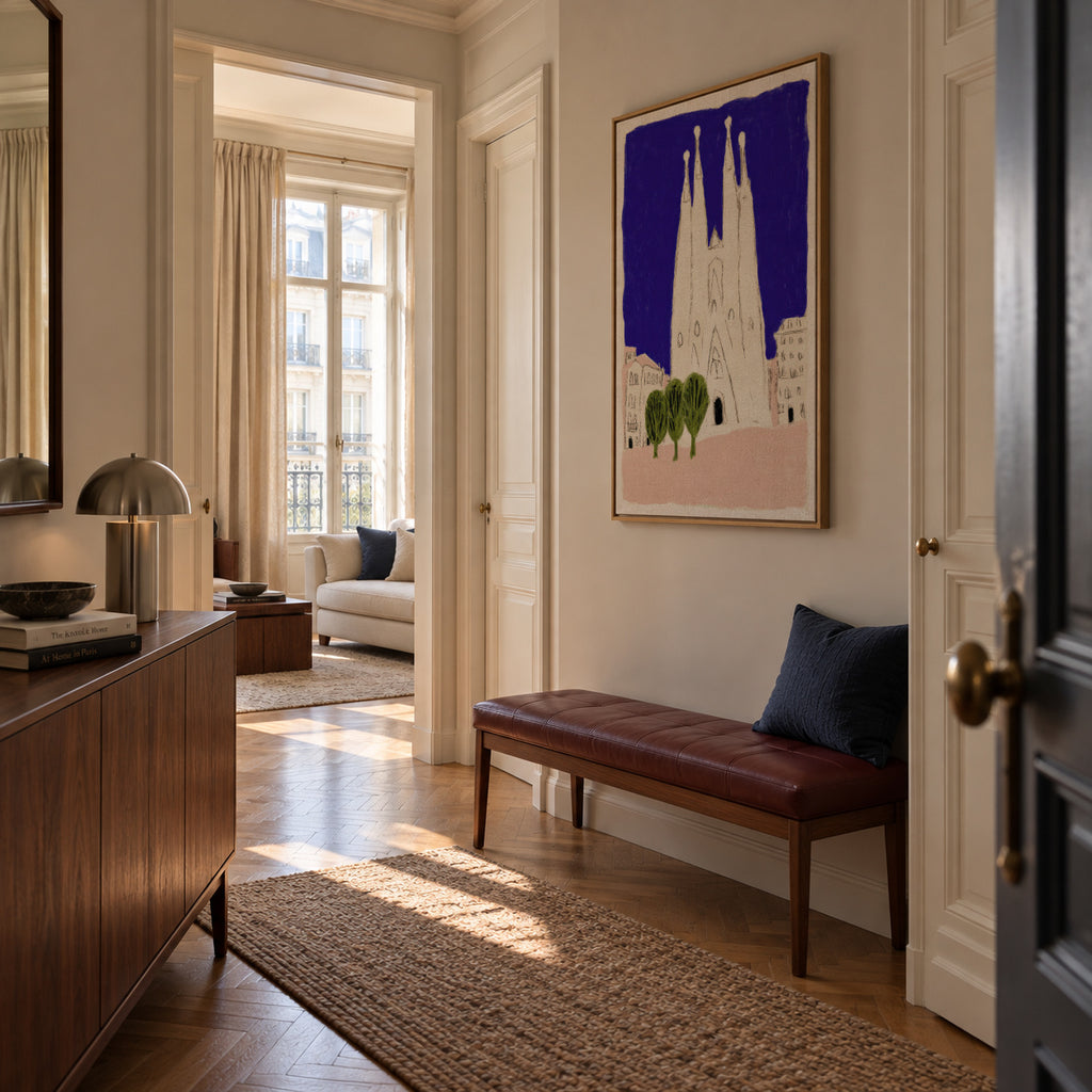 Sagrada Night - Framed canvas in an interior