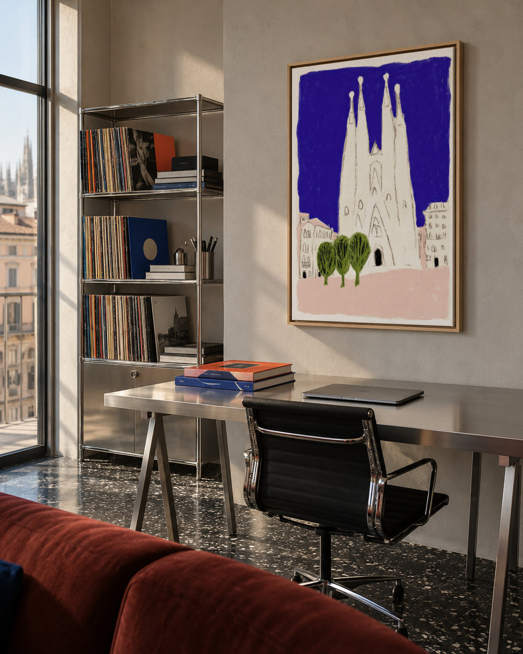 Sagrada Night - Framed canvas in an interior