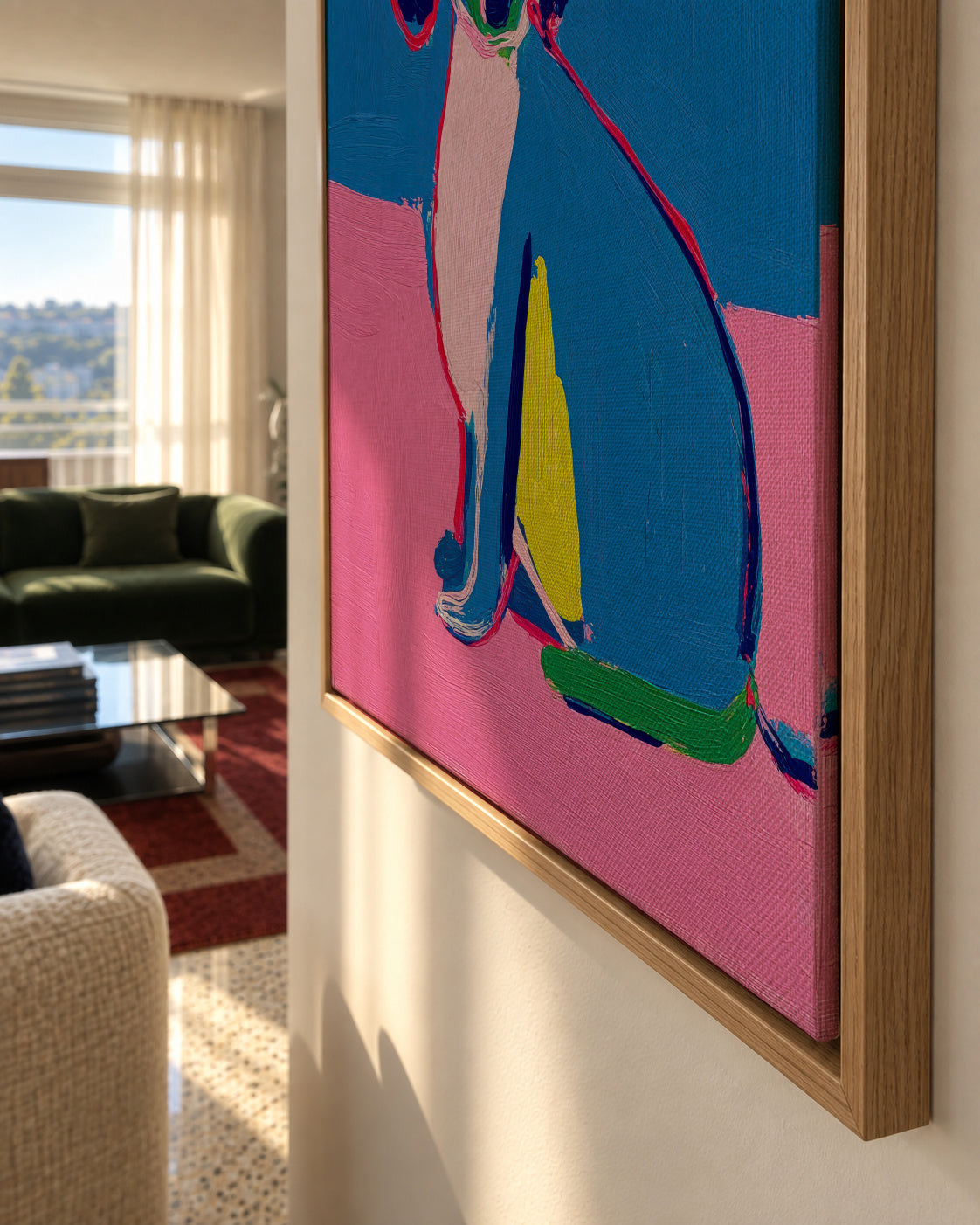 Neon Dog - Framed canvas detail