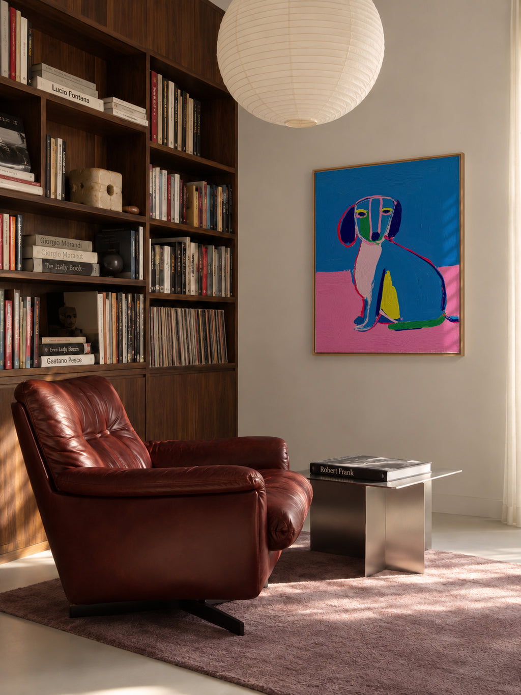 Neon Dog - Framed canvas in an interior