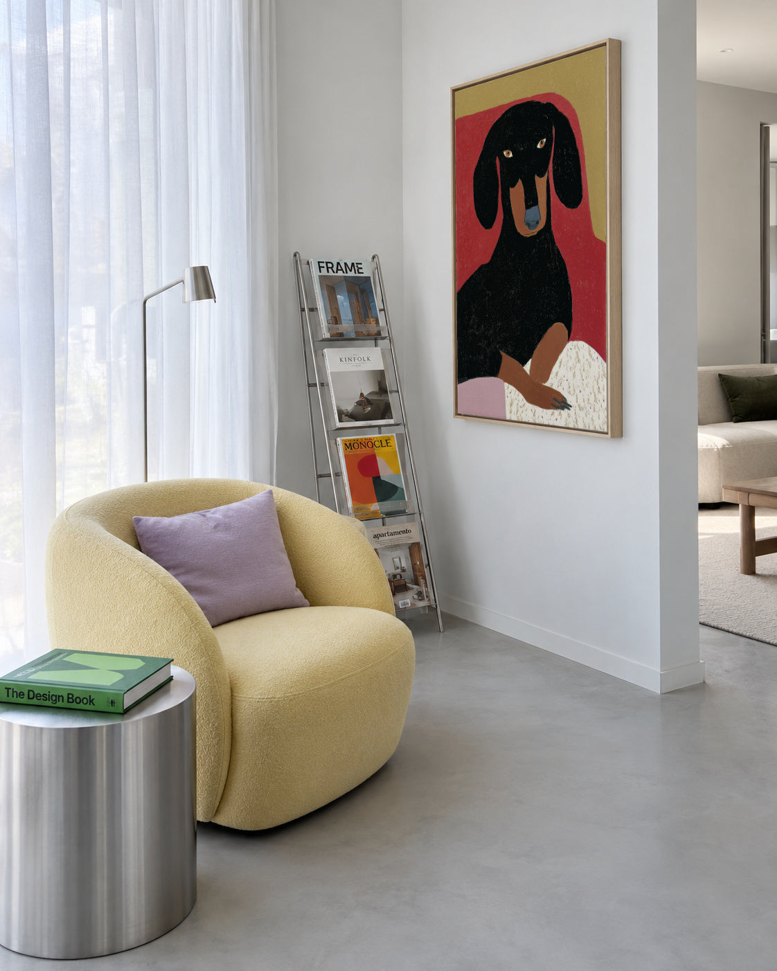 Black Dachshund - Framed canvas in an interior