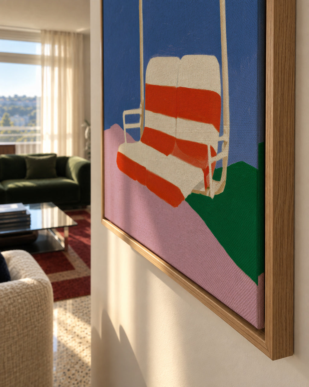 Empty Chairlift - Framed canvas detail