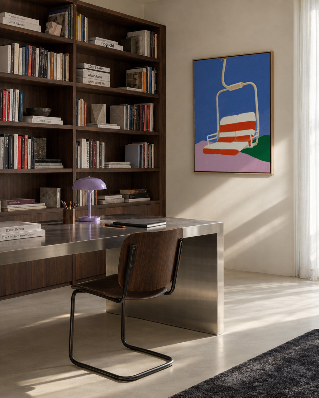 Empty Chairlift - Framed canvas in an interior