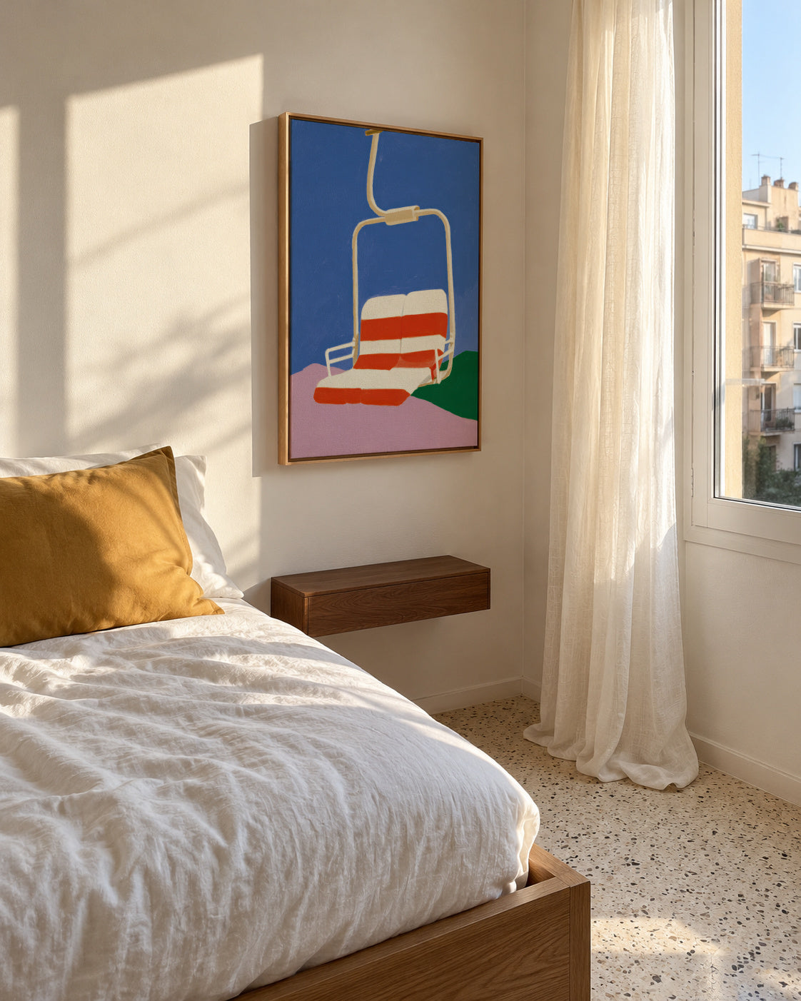 Empty Chairlift - Framed canvas in an interior
