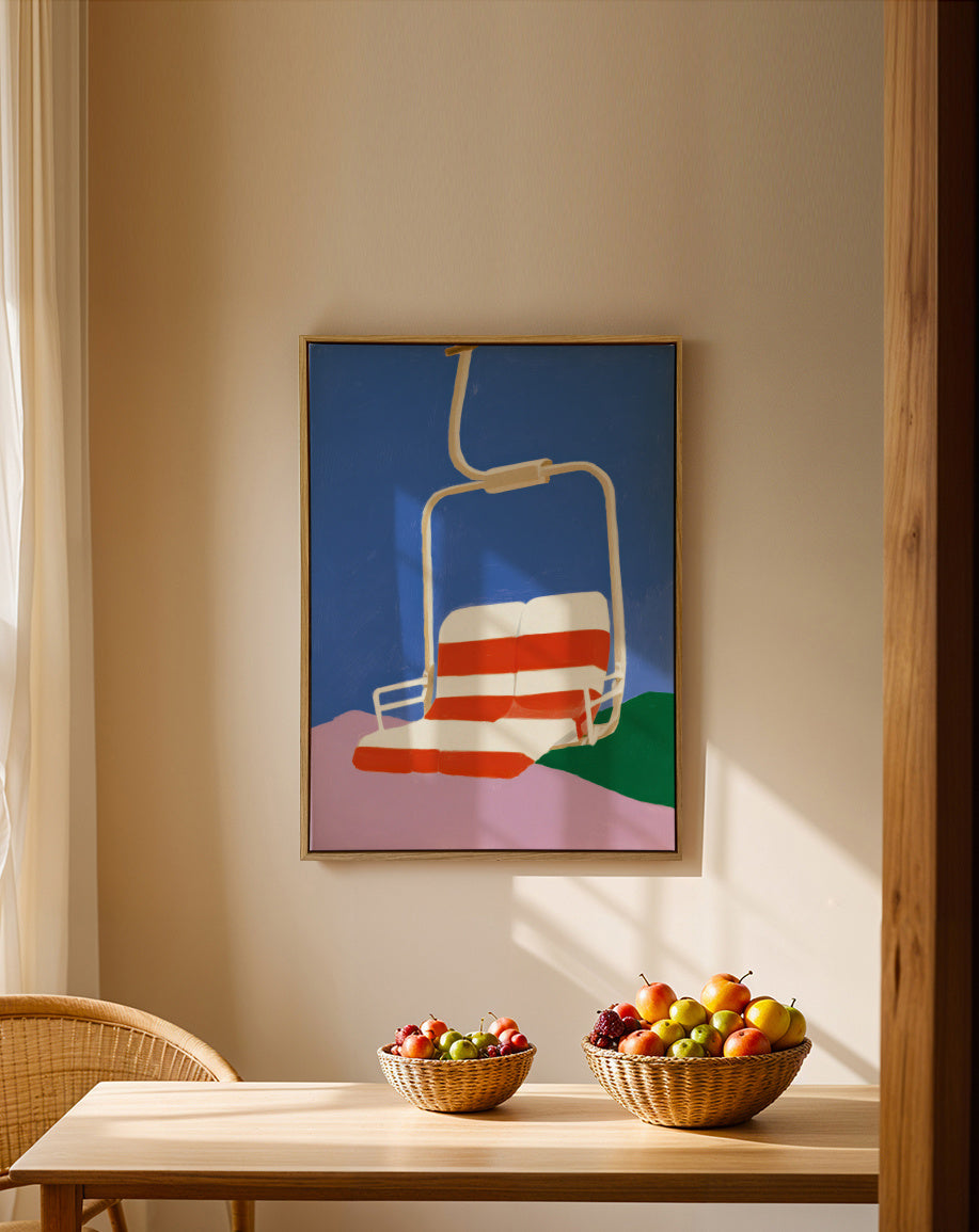 Empty Chairlift - Framed canvas in an interior
