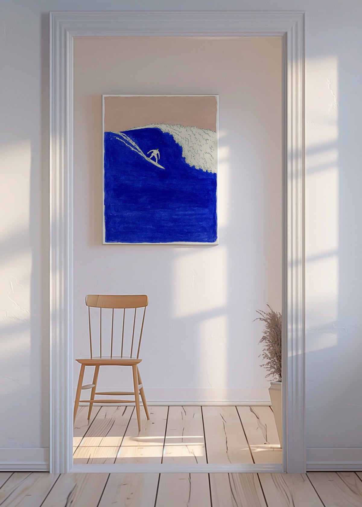 Cuadro deportivo: surfista en ola azul intensa – Canvas
