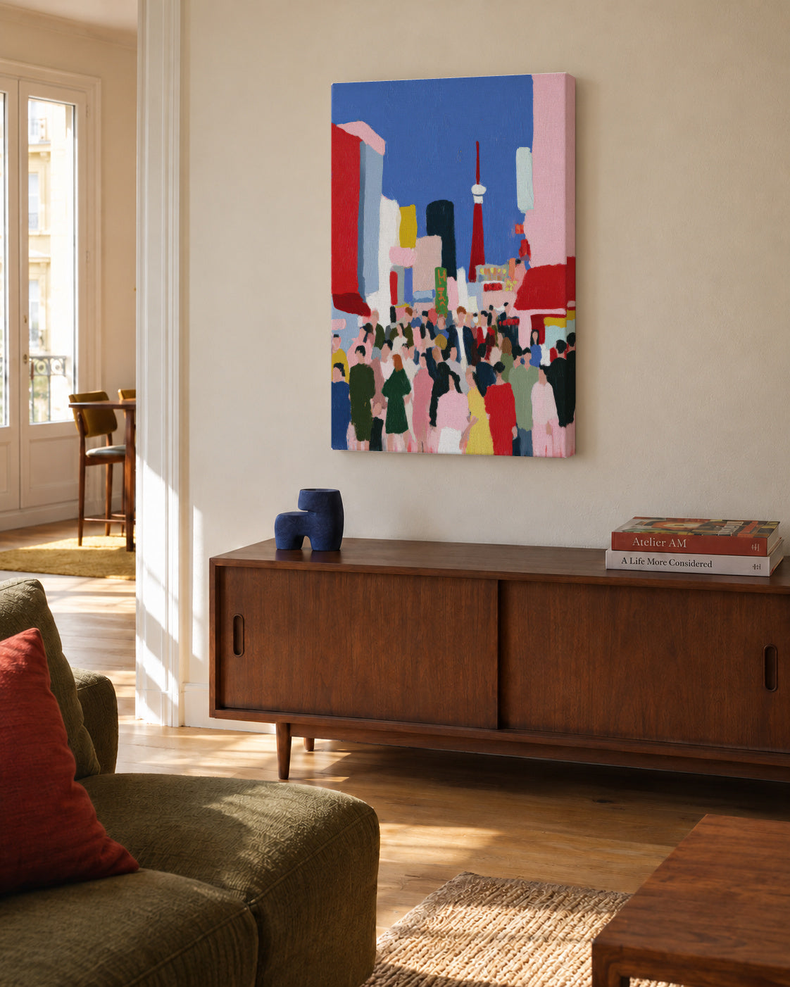 Tokyo Crossing - Unframed canvas in an interior