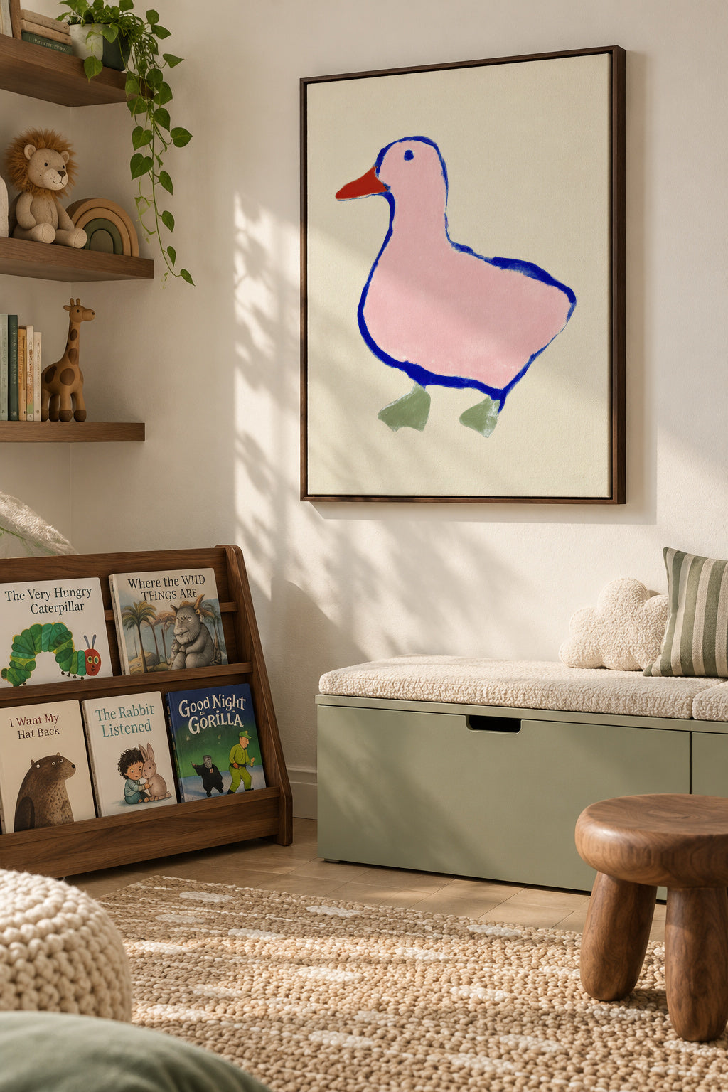 Soft Duckling - Framed canvas in an interior