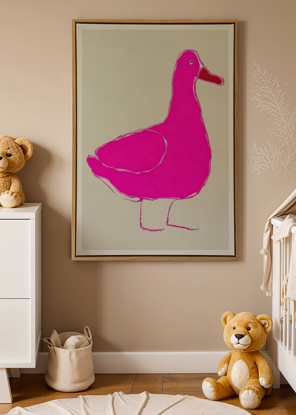 Pink Duck - Framed canvas in an interior