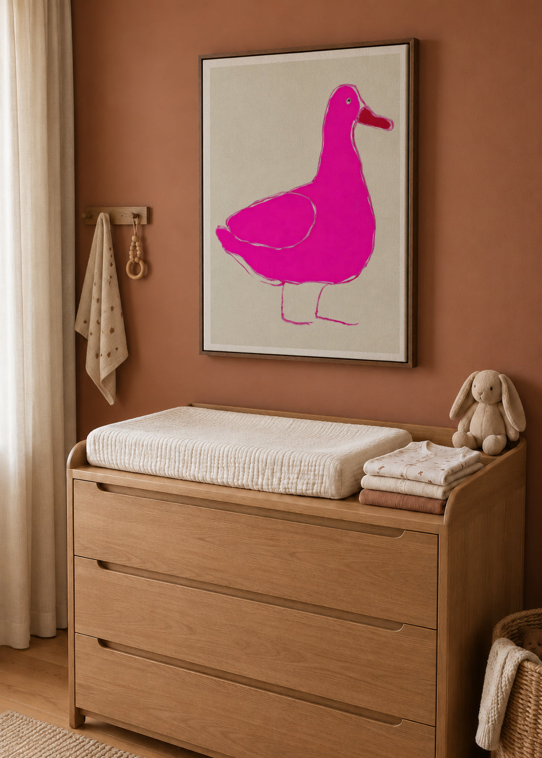 Pink Duck - Framed canvas in an interior