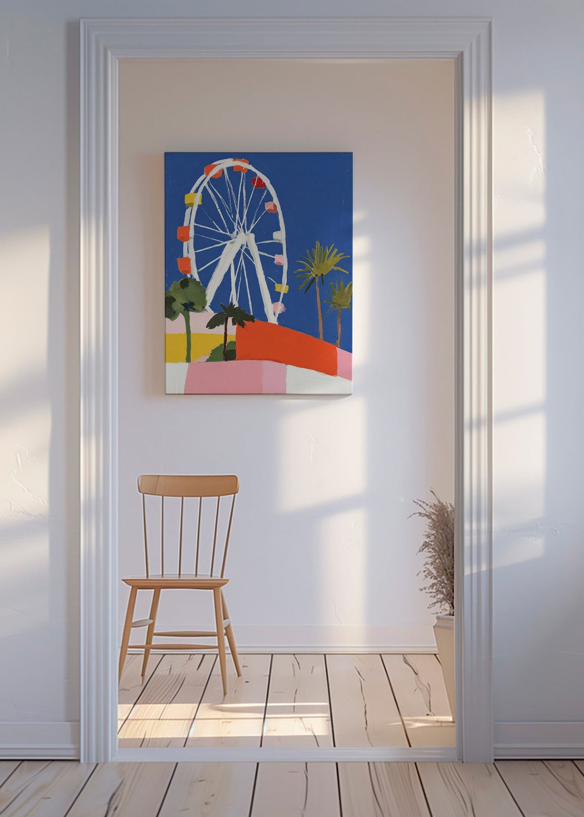 Cuadro de ciudades con noria colorida – Canvas