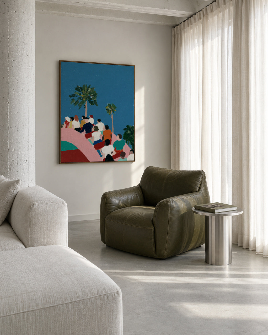 Rollercoaster Crowd - Framed canvas in an interior