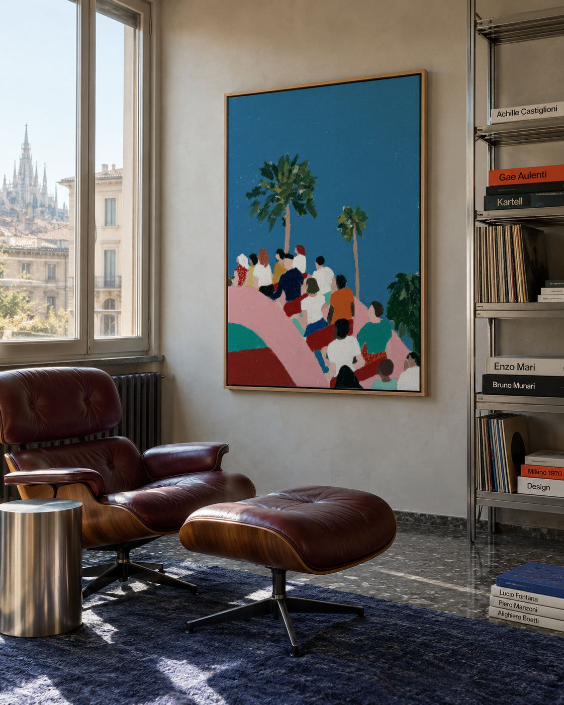 Rollercoaster Crowd - Framed canvas in an interior