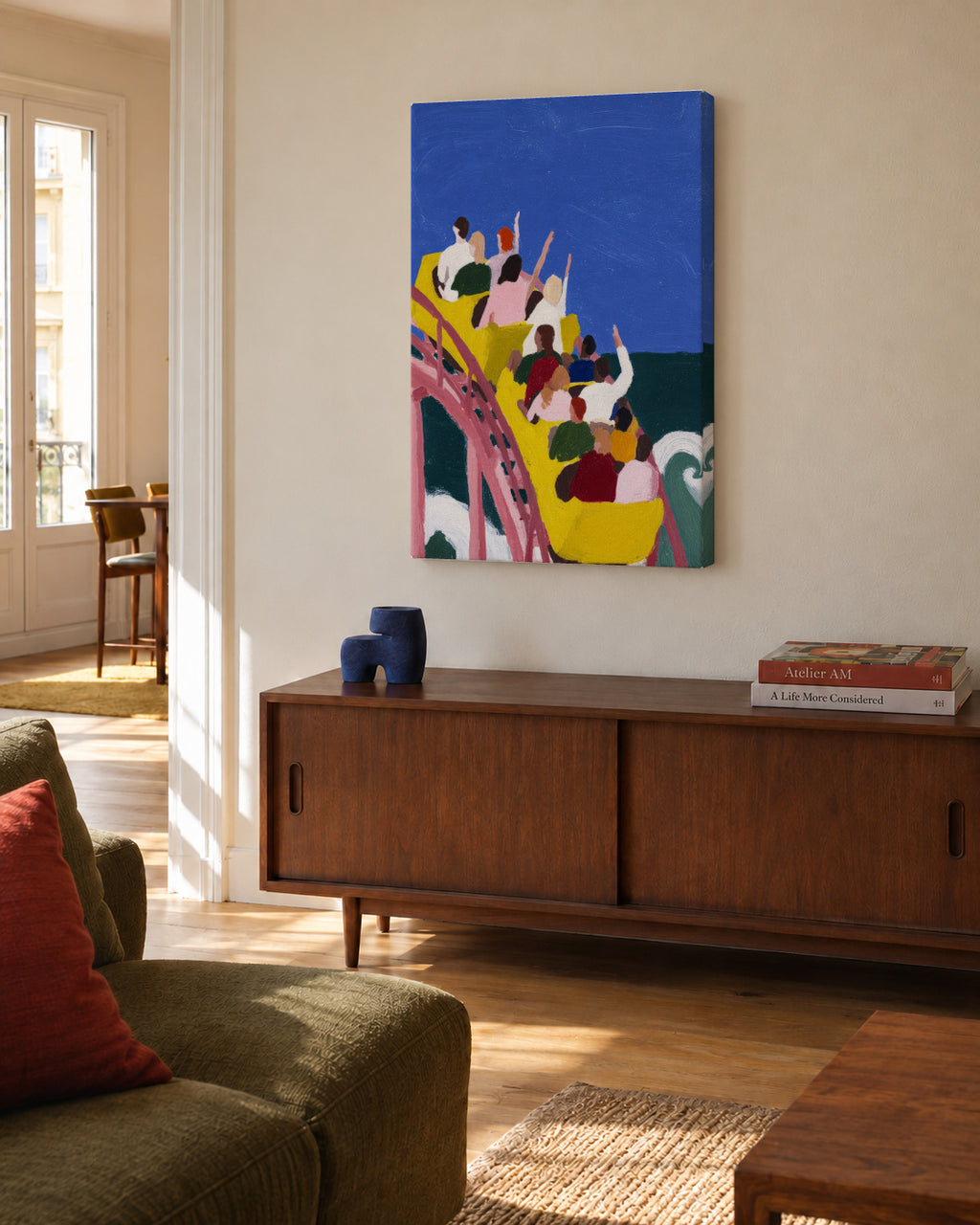 First Drop - Unframed canvas in an interior