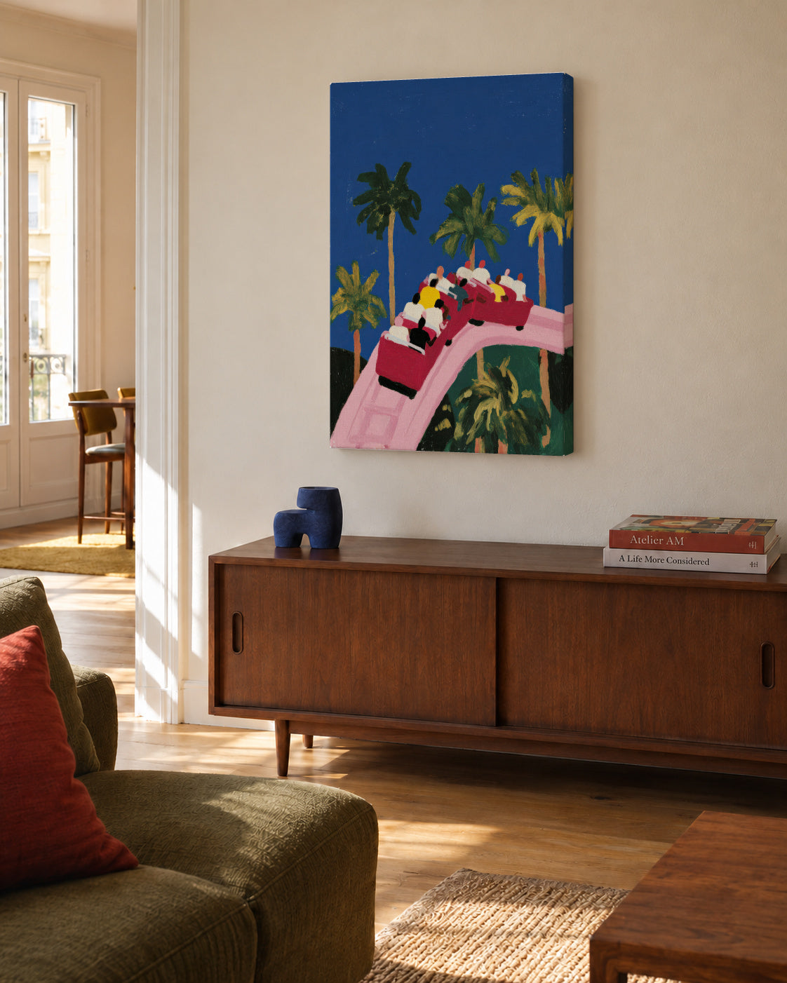 Palm Ride - Unframed canvas in an interior