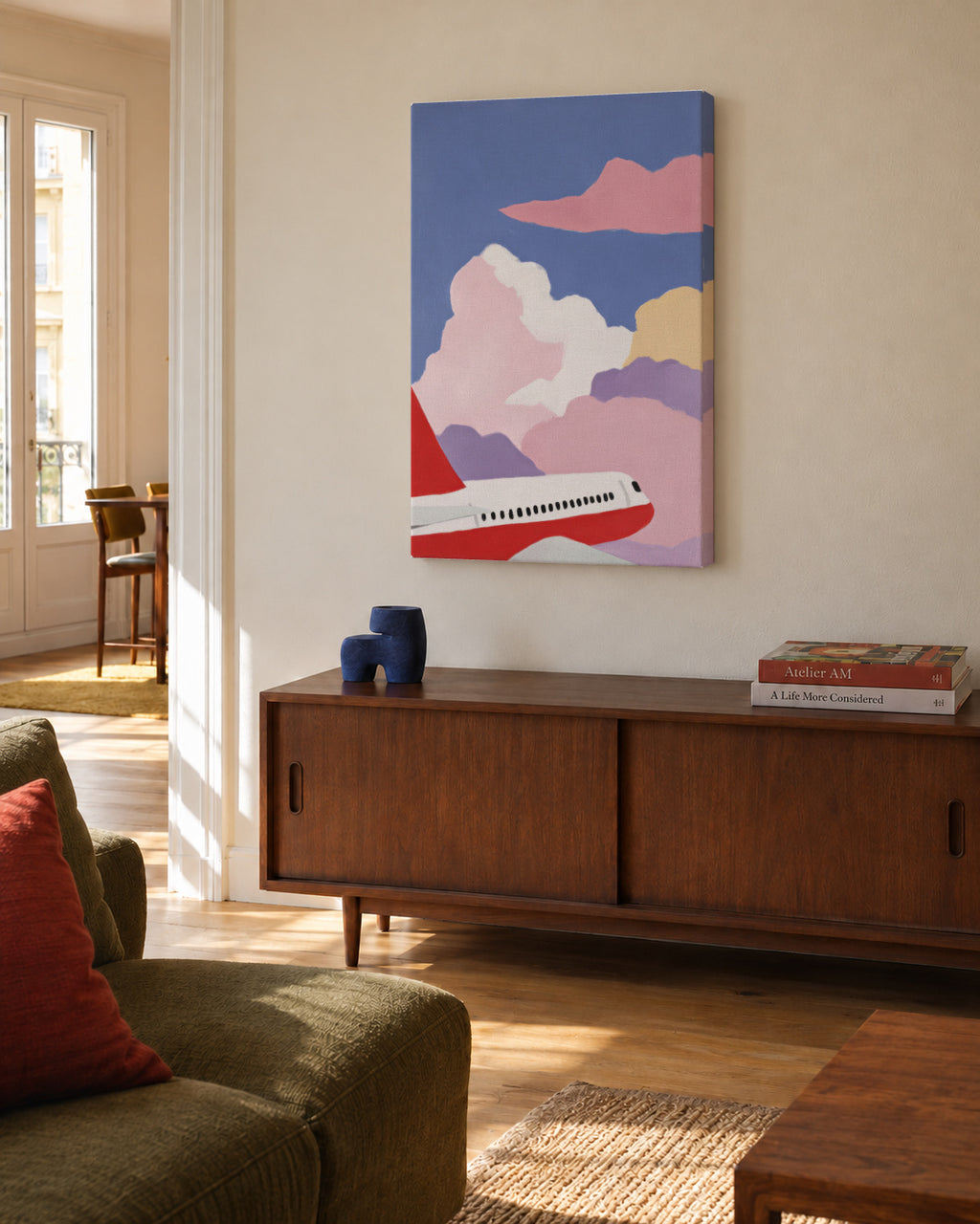 Pink Flight - Unframed canvas in an interior