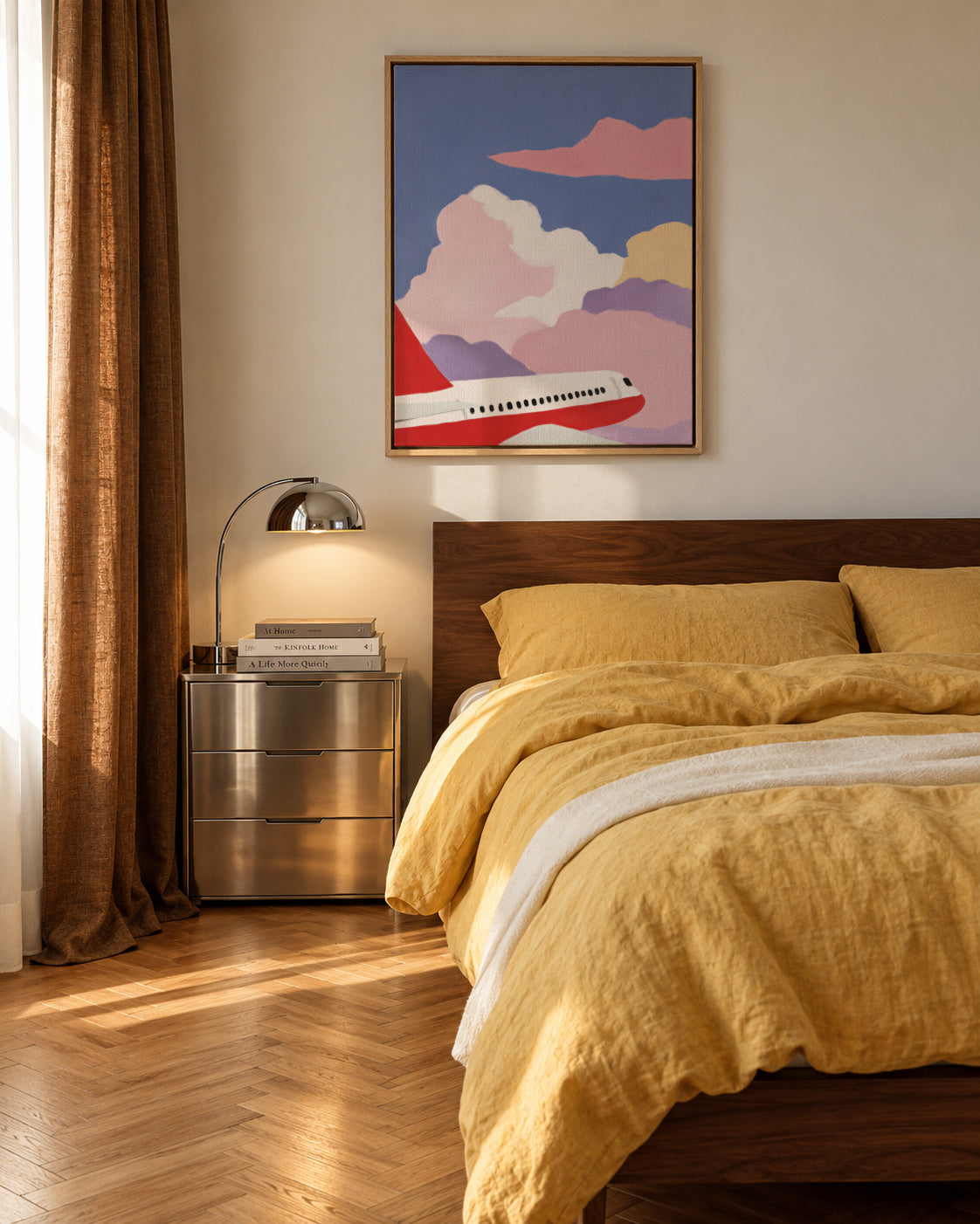 Pink Flight - Framed canvas in an interior