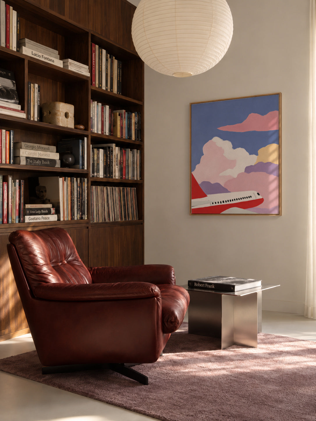 Pink Flight - Framed canvas in an interior