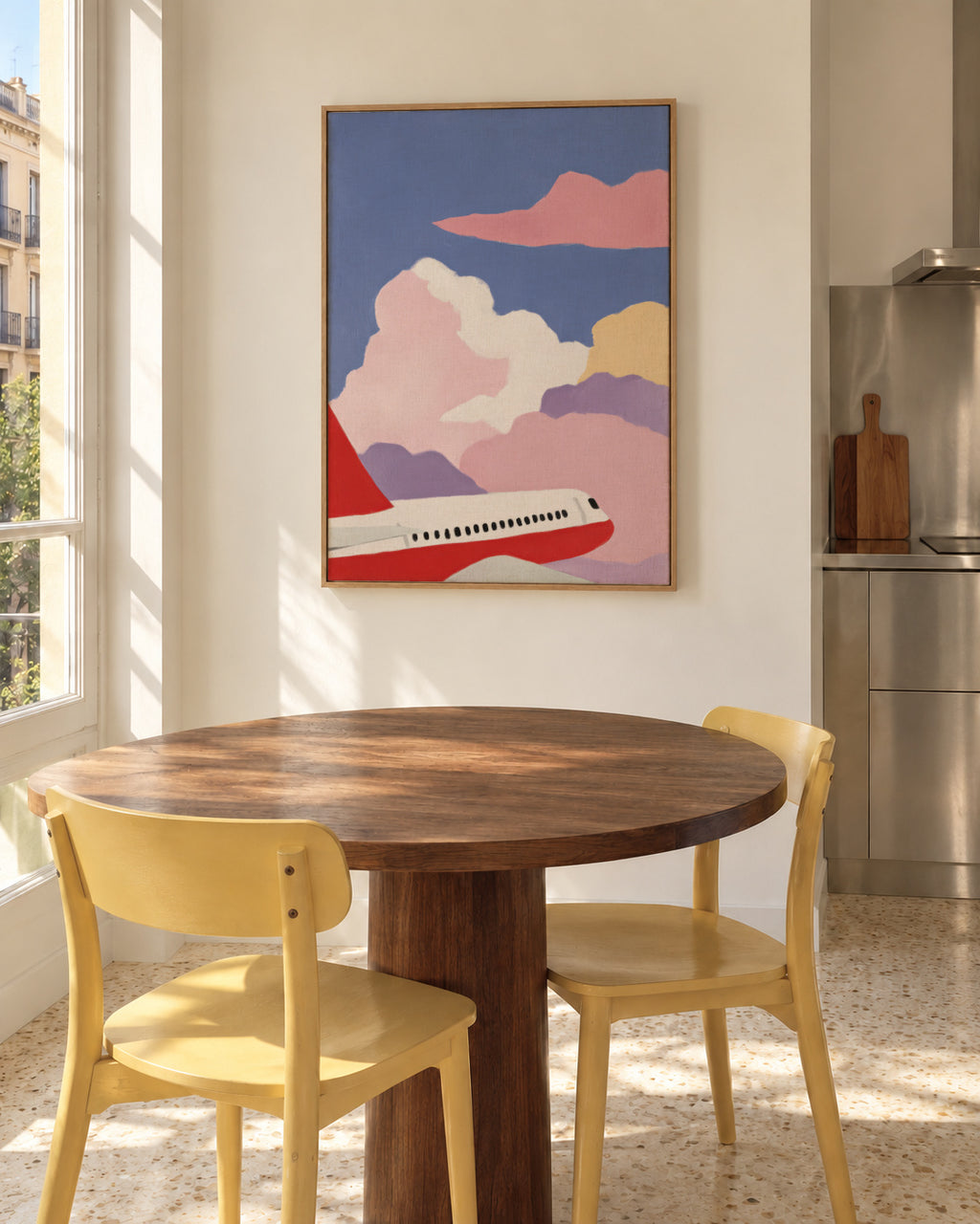 Pink Flight - Framed canvas in an interior