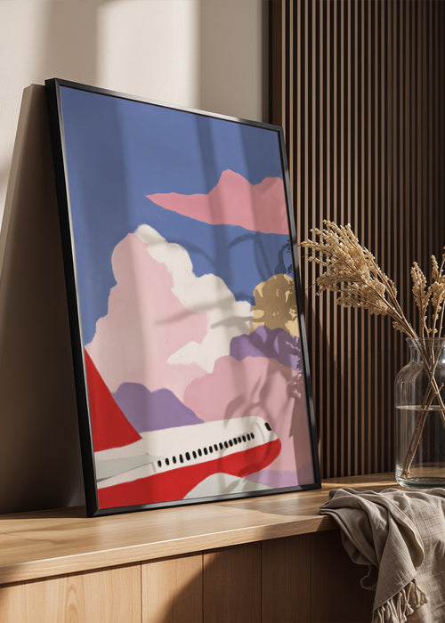 Pink Flight - Framed poster in an interior