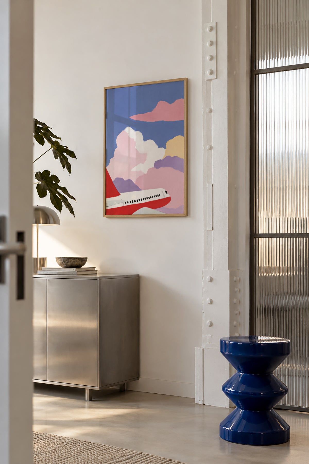 Pink Flight - Framed poster in an interior