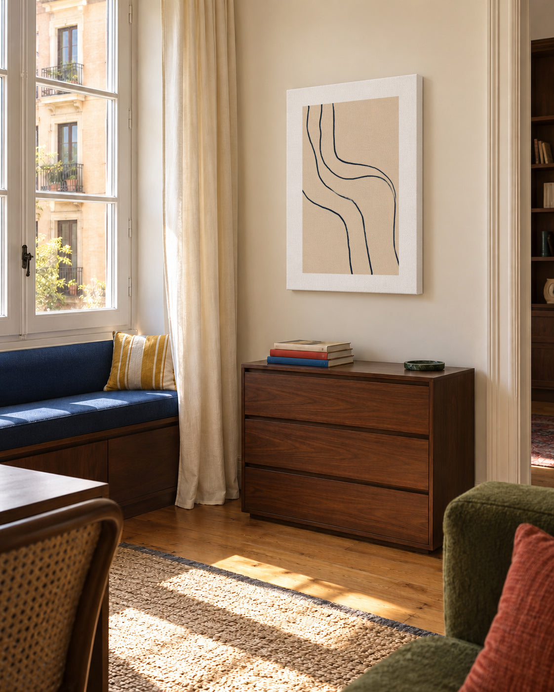 Flowing Lines - Unframed canvas in an interior