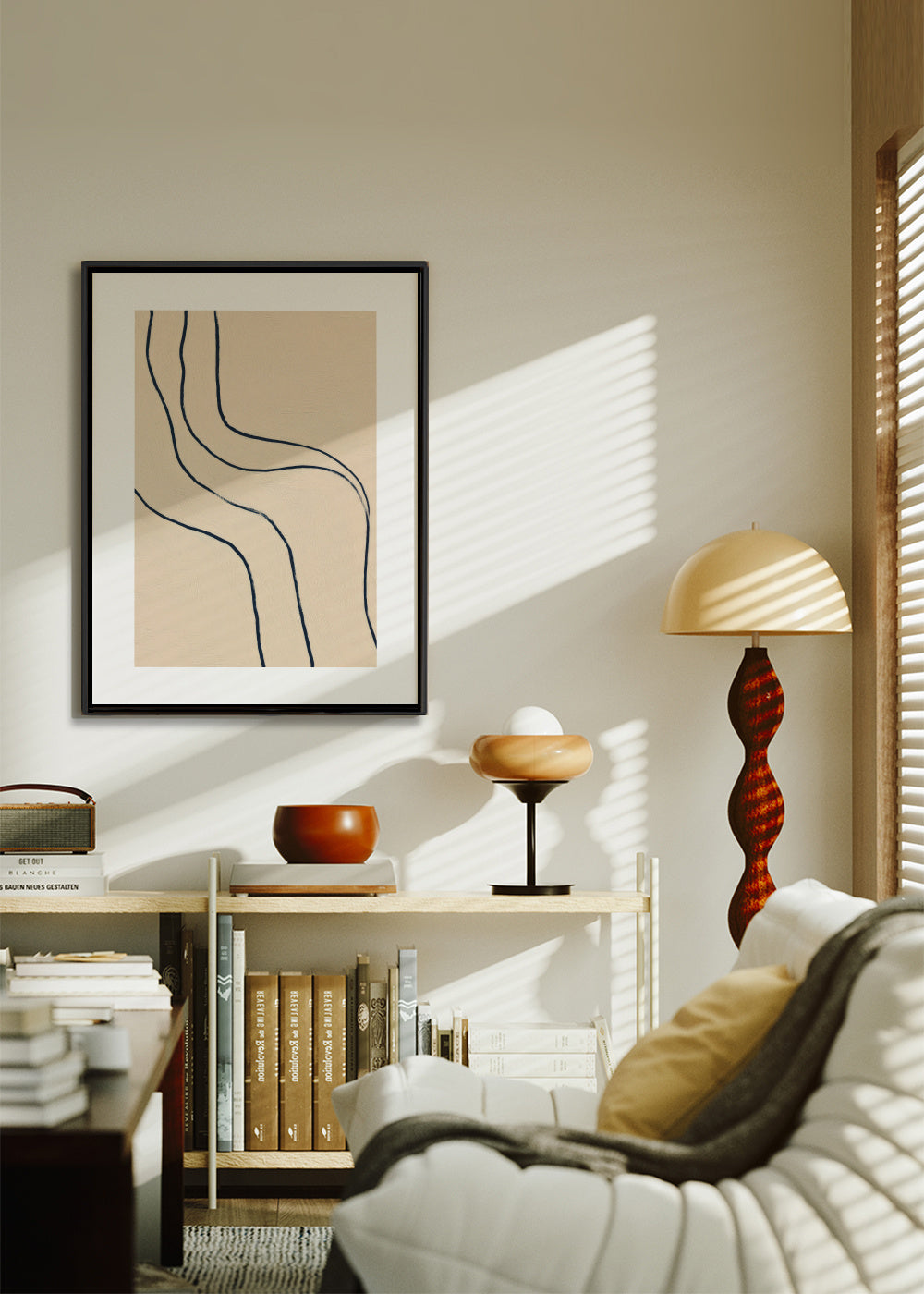 Flowing Lines - Framed canvas in an interior