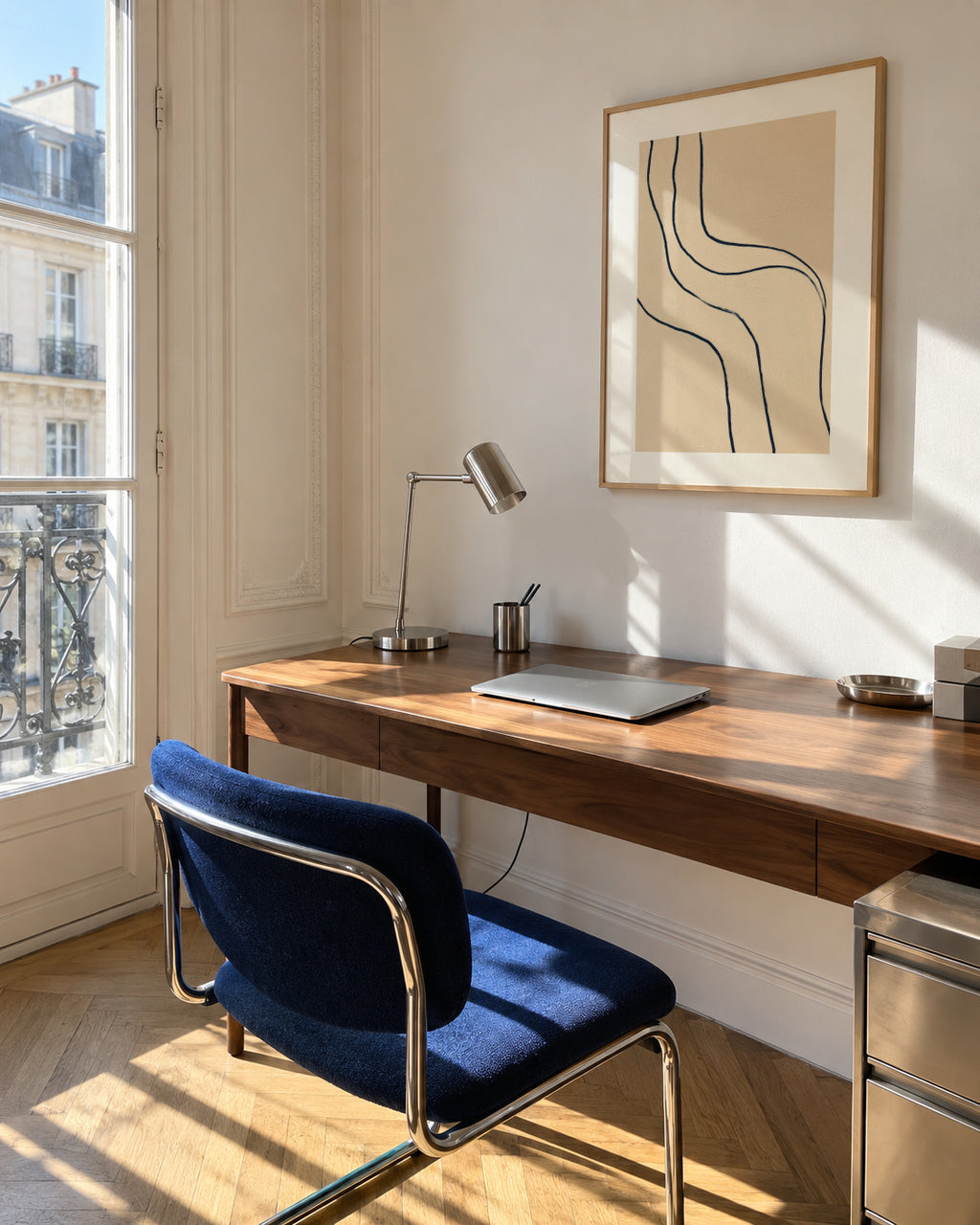 Flowing Lines - Framed poster in an interior