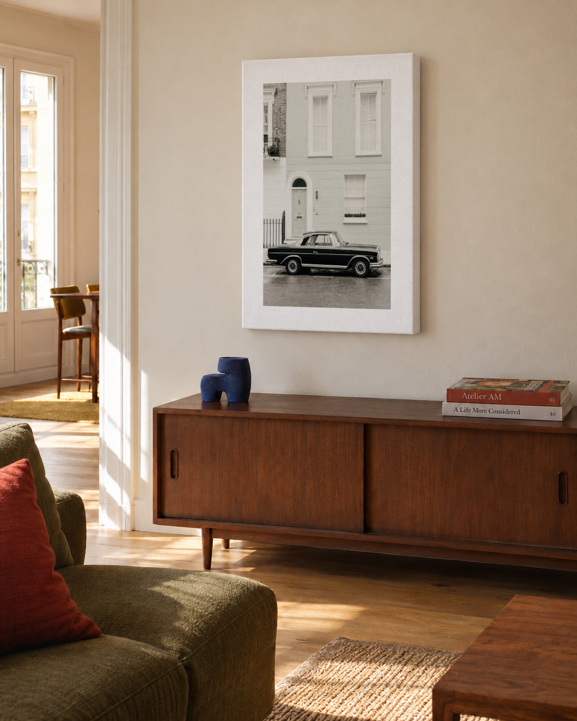 Paris Car - Unframed canvas in an interior