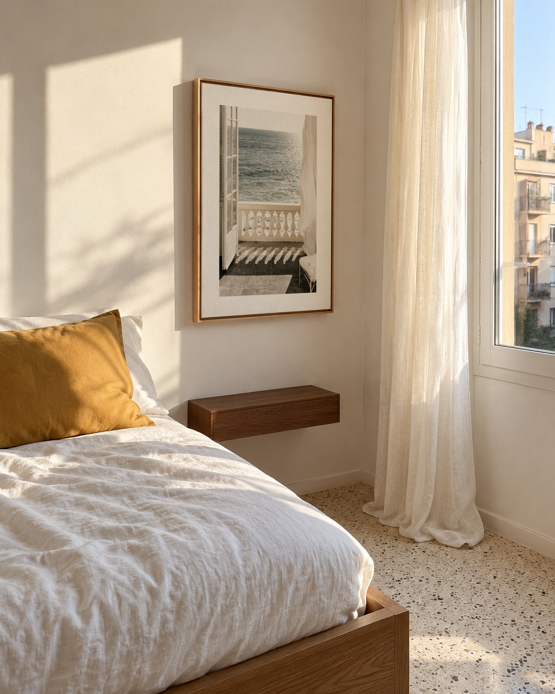 Sea Balcony - Framed canvas in an interior