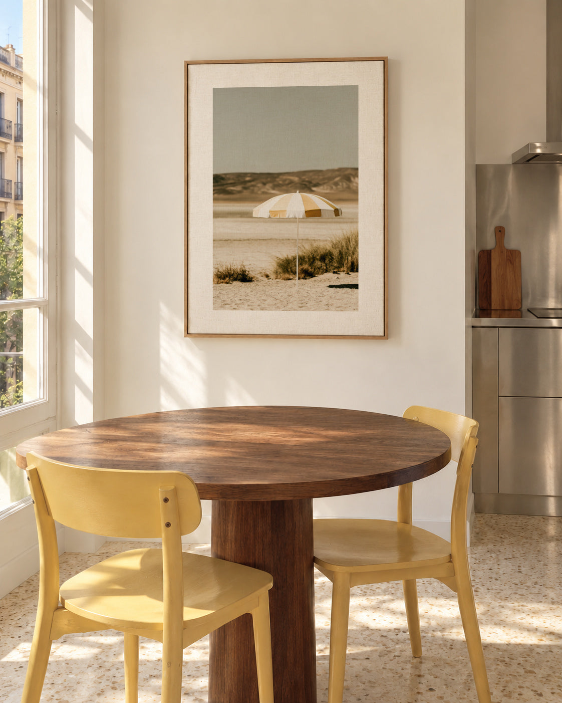 Beach Umbrella - Framed canvas in an interior