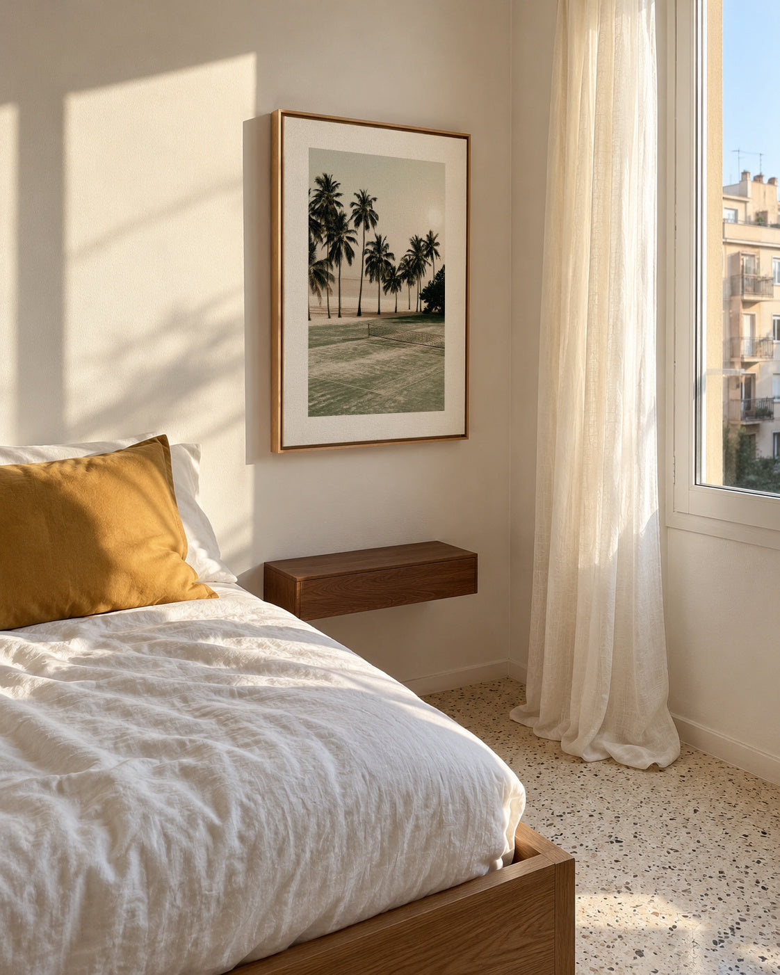 Palm Shadows - Framed canvas in an interior