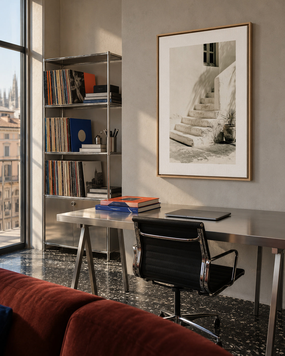 White Steps - Framed canvas in an interior