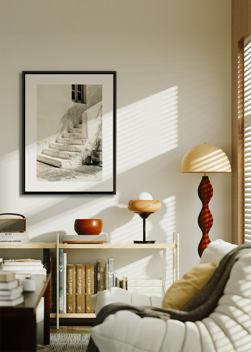White Steps - Framed canvas in an interior