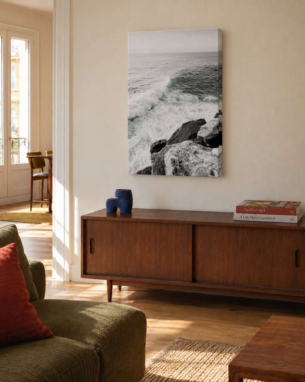 Ocean Cliffs - Unframed canvas in an interior